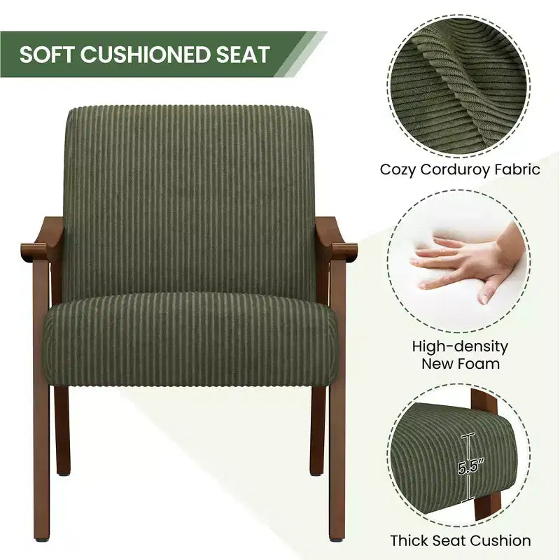 Yaheetech Lot de 2 Fauteuils Modernes du Milieu du Siècle avec Pieds en Bois Massif pour Salon, Chambre à Coucher, Chambre d'amis