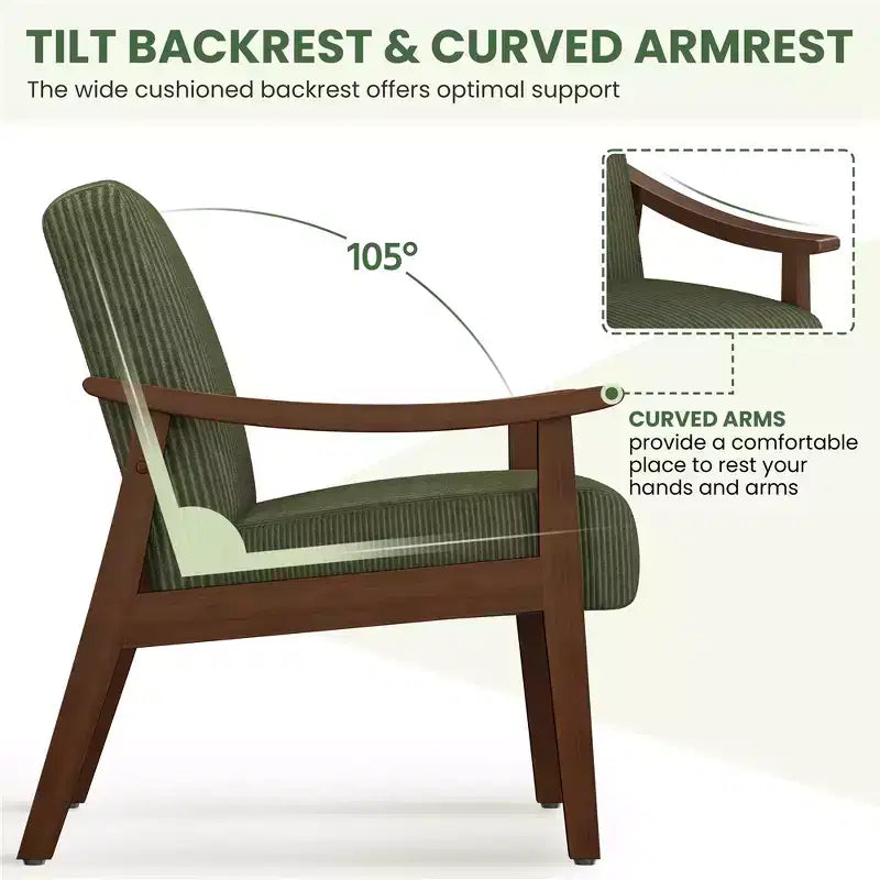 Yaheetech Lot de 2 Fauteuils Modernes du Milieu du Siècle avec Pieds en Bois Massif pour Salon, Chambre à Coucher, Chambre d'amis