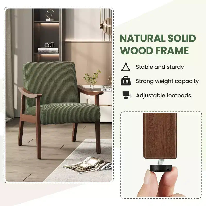 Yaheetech Lot de 2 Fauteuils Modernes du Milieu du Siècle avec Pieds en Bois Massif pour Salon, Chambre à Coucher, Chambre d'amis