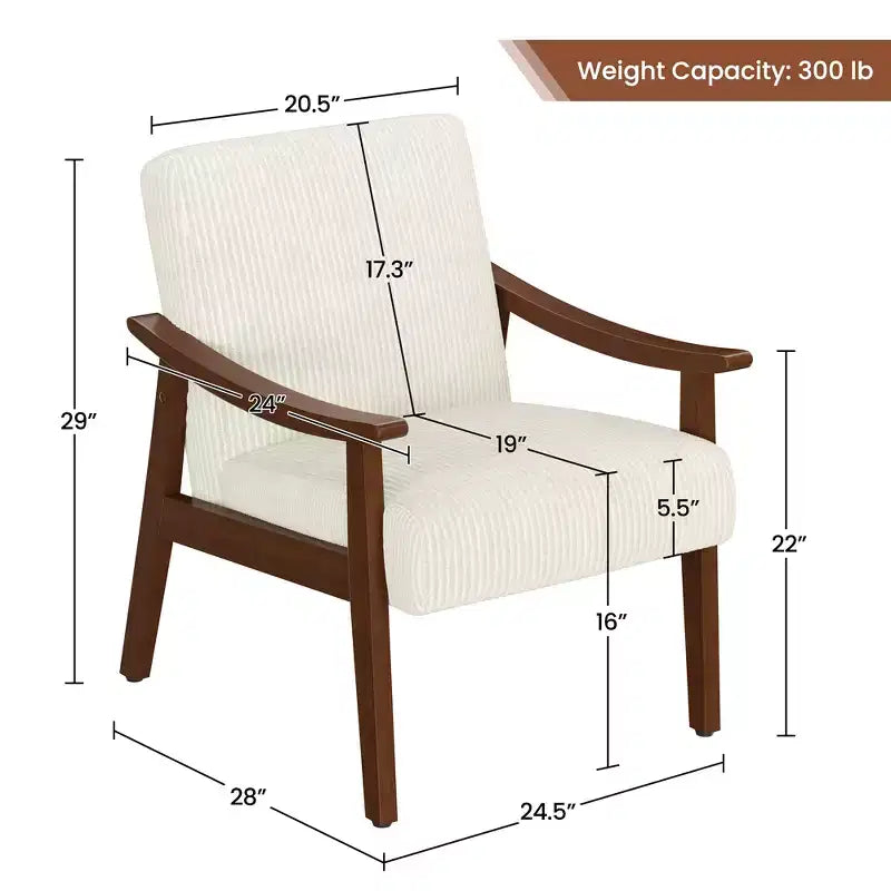 Yaheetech Lot de 2 Fauteuils Modernes du Milieu du Siècle avec Pieds en Bois Massif pour Salon, Chambre à Coucher, Chambre d'amis