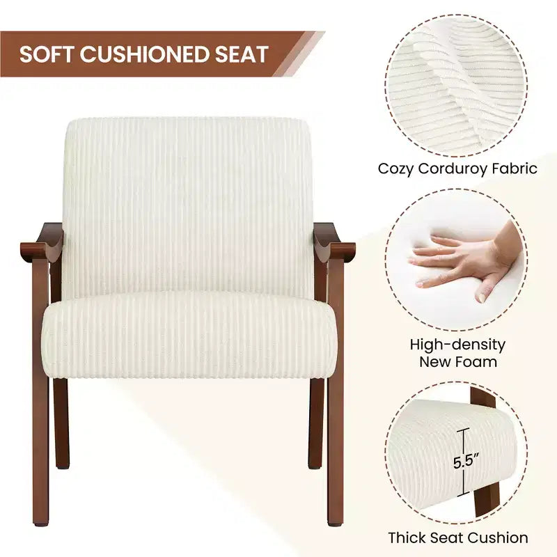 Yaheetech Lot de 2 Fauteuils Modernes du Milieu du Siècle avec Pieds en Bois Massif pour Salon, Chambre à Coucher, Chambre d'amis