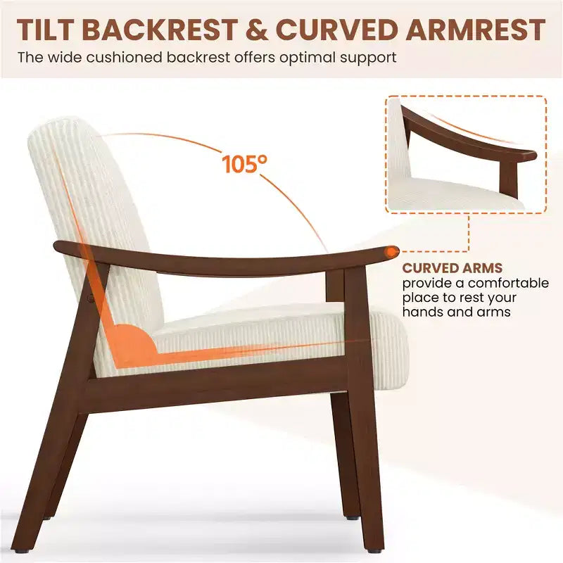 Yaheetech Lot de 2 Fauteuils Modernes du Milieu du Siècle avec Pieds en Bois Massif pour Salon, Chambre à Coucher, Chambre d'amis