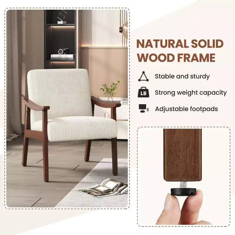 Yaheetech Lot de 2 Fauteuils Modernes du Milieu du Siècle avec Pieds en Bois Massif pour Salon, Chambre à Coucher, Chambre d'amis