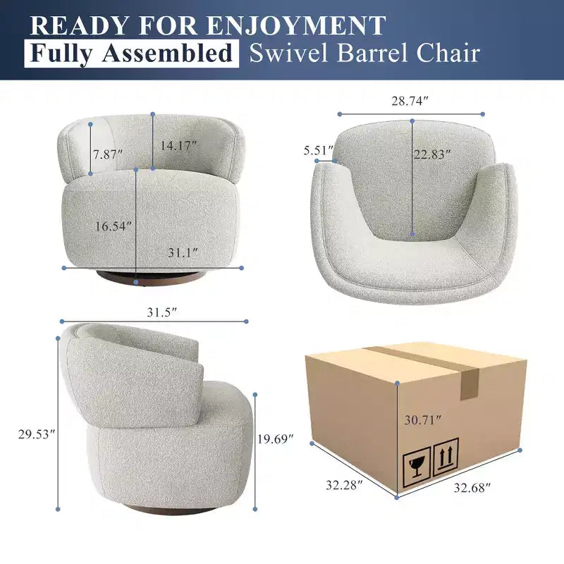 Fauteuil pivotant Vatros Barrel entièrement assemblé