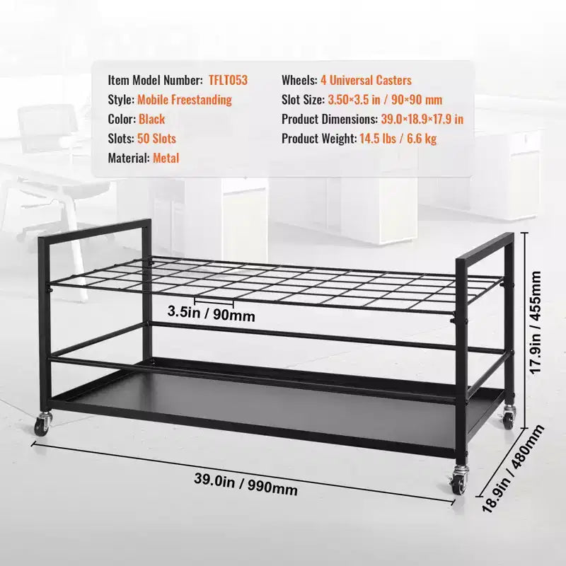 Chariot de rangement VEVOR pour plans, support de plans à 50 compartiments avec roues, chariot de rangement mobile en métal pour plans de construction, cartes et affiches architecturales