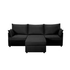 Canapé d'angle 93,7 po avec pouf, canapé d'intérieur en imitation lin.