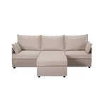 Canapé d'angle 93,7 po avec pouf, canapé d'intérieur en imitation lin.