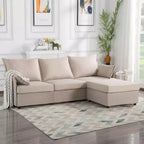 93.7 Sectional Sofa With Ottoman, Indoor Sofa Made Of Imitation Linen Material.