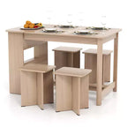 Ensemble de table à manger Costway 5 pièces avec étagère de rangement Table de cuisine rectangulaire avec 4 tabourets Beige/Gris