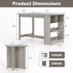 Ensemble de table à manger Costway 5 pièces avec étagère de rangement Table de cuisine rectangulaire avec 4 tabourets Beige/Gris