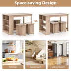 Ensemble de table à manger Costway 5 pièces avec étagère de rangement Table de cuisine rectangulaire avec 4 tabourets Beige/Gris