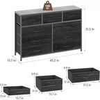 Acekool Commode à 10 tiroirs Meuble TV pour téléviseur 55 pouces, Unité de rangement pour chambre ou salon, Noir