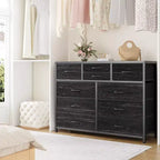 Acekool Commode à 10 tiroirs Meuble TV pour téléviseur 55 pouces, Unité de rangement pour chambre ou salon, Noir