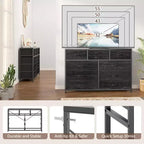 Acekool Commode à 10 tiroirs Meuble TV pour téléviseur 55 pouces, Unité de rangement pour chambre ou salon, Noir