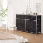 Acekool Commode à 10 tiroirs Meuble TV pour téléviseur 55 pouces, Unité de rangement pour chambre ou salon, Noir