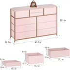 Acekool Commode à 10 tiroirs Meuble TV pour téléviseur 55 pouces, Unité de rangement pour chambre ou salon, Noir