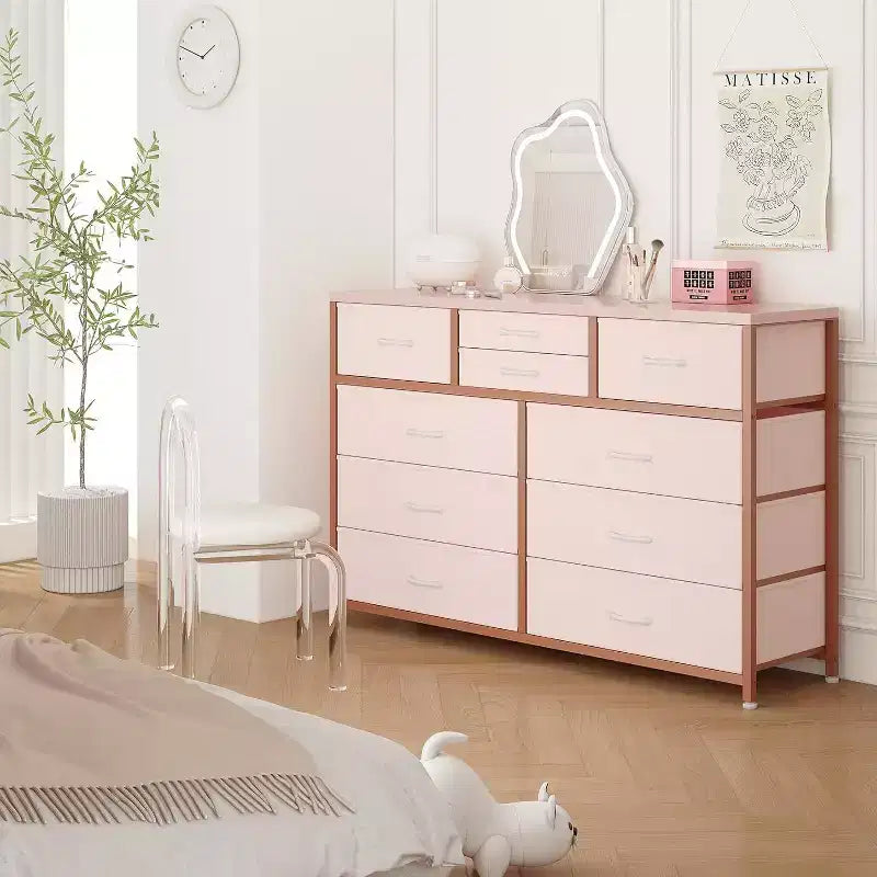 Acekool Commode à 10 tiroirs Meuble TV pour téléviseur 55 pouces, Unité de rangement pour chambre ou salon, Noir