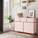 Acekool Commode à 10 tiroirs Meuble TV pour téléviseur 55 pouces, Unité de rangement pour chambre ou salon, Noir