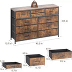 Acekool Commode à 10 tiroirs Meuble TV pour téléviseur 55 pouces, Unité de rangement pour chambre ou salon, Noir