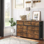 Acekool Commode à 10 tiroirs Meuble TV pour téléviseur 55 pouces, Unité de rangement pour chambre ou salon, Noir