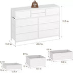 Acekool Commode à 10 tiroirs Meuble TV pour téléviseur 55 pouces, Unité de rangement pour chambre ou salon, Noir