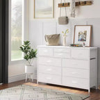 Acekool Commode à 10 tiroirs Meuble TV pour téléviseur 55 pouces, Unité de rangement pour chambre ou salon, Noir