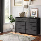 Acekool Commode à 10 tiroirs Meuble TV pour téléviseur 55 pouces, Unité de rangement pour chambre ou salon, Noir