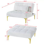 Canapé convertible en futon Tissu Teddy moderne Canapé-lit avec dossier réglable Pieds en métal pour petits espaces Salon