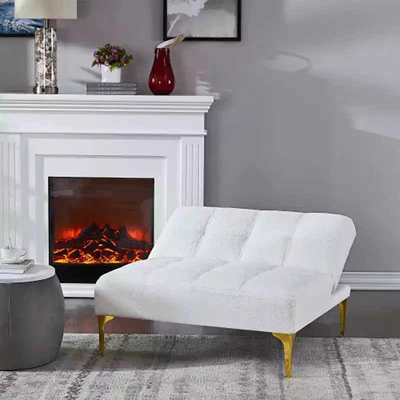 Canapé convertible en futon Tissu Teddy moderne Canapé-lit avec dossier réglable Pieds en métal pour petits espaces Salon
