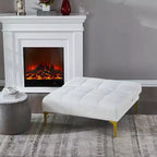 Canapé convertible en futon Tissu Teddy moderne Canapé-lit avec dossier réglable Pieds en métal pour petits espaces Salon