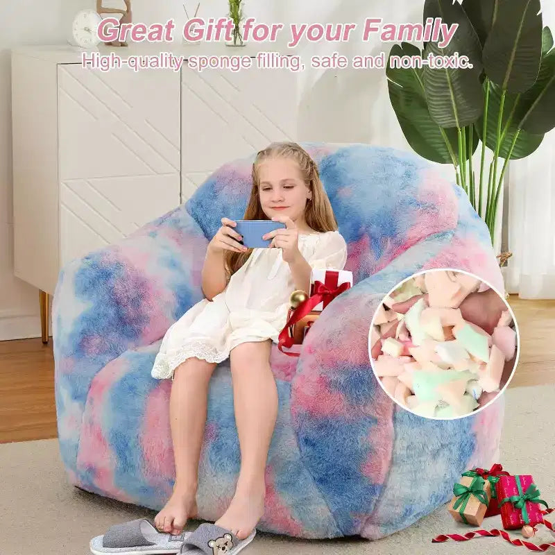 Grand pouf géant, fauteuil en mousse à mémoire de forme pour adultes et enfants, remplace un canapé dans les salons et chambres, bleu