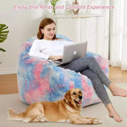 Grand pouf géant, fauteuil en mousse à mémoire de forme pour adultes et enfants, remplace un canapé dans les salons et chambres, bleu