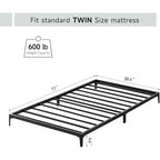 Cadre de lit double 6 pouces, plateforme en métal, taille double avec sommier à lattes en acier robuste, pas besoin de sommier tapissier, silencieux, noir
