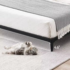 Cadre de lit double 6 pouces, plateforme en métal, taille double avec sommier à lattes en acier robuste, pas besoin de sommier tapissier, silencieux, noir