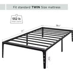 Cadre de lit double 6 pouces, plateforme en métal, taille double avec sommier à lattes en acier robuste, pas besoin de sommier tapissier, silencieux, noir