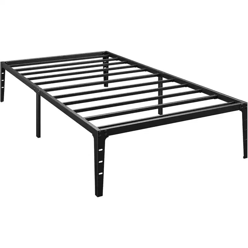 Cadre de lit double 6 pouces, plateforme en métal, taille double avec sommier à lattes en acier robuste, pas besoin de sommier tapissier, silencieux, noir