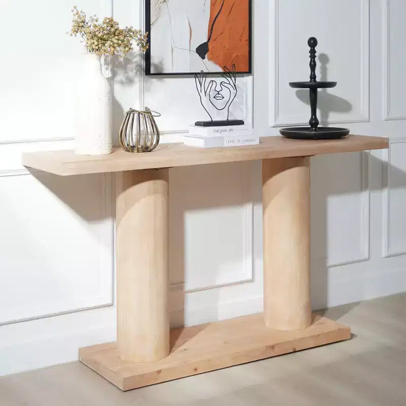 Console rectangulaire moderne GDFStudio Valentina de 150 cm en bois avec pieds colonnes