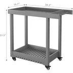 Chariot utilitaire à 2 niveaux avec 4 roues directrices à 360° et 2 freins, capacité de 450 kg, pour la maison, le bureau, l'entrepôt, la cafétéria, le nettoyage
