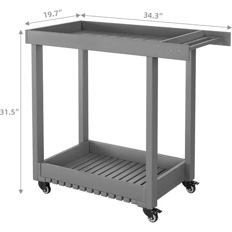 Chariot utilitaire à 2 niveaux avec 4 roues directrices à 360° et 2 freins, capacité de 450 kg, pour la maison, le bureau, l'entrepôt, la cafétéria, le nettoyage