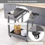 Chariot utilitaire à 2 niveaux avec 4 roues directrices à 360° et 2 freins, capacité de 450 kg, pour la maison, le bureau, l'entrepôt, la cafétéria, le nettoyage