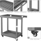 Chariot utilitaire à 2 niveaux avec 4 roues directrices à 360° et 2 freins, capacité de 450 kg, pour la maison, le bureau, l'entrepôt, la cafétéria, le nettoyage