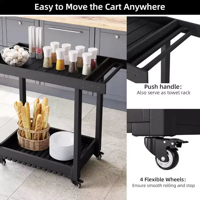 Chariot utilitaire à 2 niveaux avec 4 roues directrices à 360° et 2 freins, capacité de 450 kg, pour la maison, le bureau, l'entrepôt, la cafétéria, le nettoyage