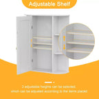 Meuble de rangement de salle de bain VECELO avec miroir, armoire à pharmacie murale avec porte et 6 étagères ouvertes, étagère intérieure réglable, blanc
