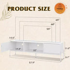 Meuble TV Meuble de Divertissement Moderne avec Étagère Ouverte et 2 Placards pour Chambre à Coucher et Salon