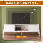 Meuble TV Meuble de Divertissement Moderne avec Étagère Ouverte et 2 Placards pour Chambre à Coucher et Salon