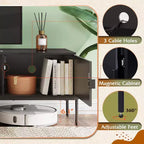 Meuble TV Meuble de Divertissement Moderne avec Étagère Ouverte et 2 Placards pour Chambre à Coucher et Salon