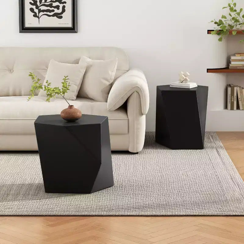 Table basse géométrique moderne blanche en 2 pièces
