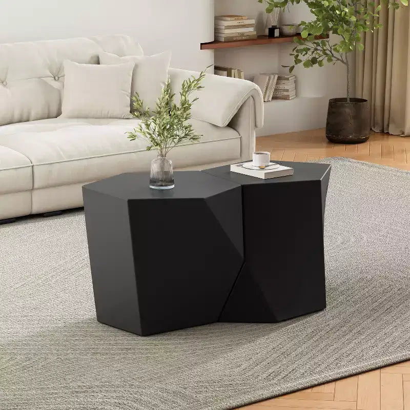 Table basse géométrique moderne blanche en 2 pièces