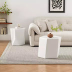 Table basse géométrique moderne blanche en 2 pièces
