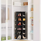 Tour de rangement de chaussures rotative à 6 niveaux, organisateur de chaussures rotatif, carrousel rond vertical pour sacs à main et chaussures, noir